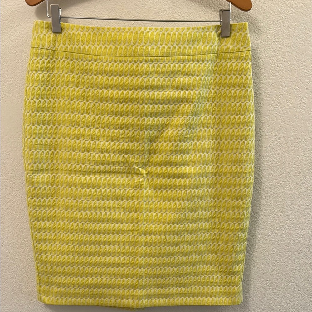 Ann Taylor Lime Green Yellow Textured Pencil Skirt Night Out